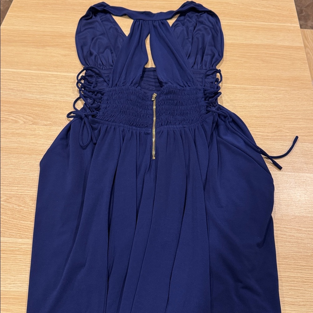 Express Halter Navy Blue Lace up Dress - Picture 5 of 8